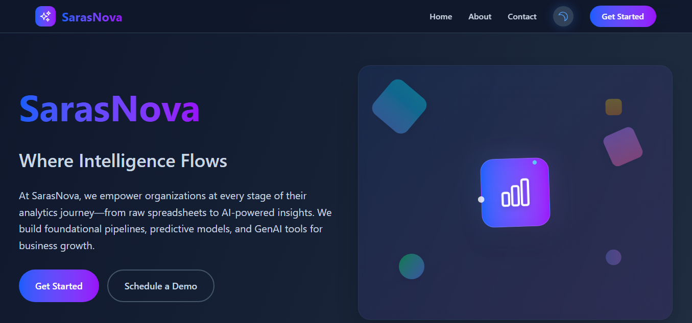 SarasNova Landing Page